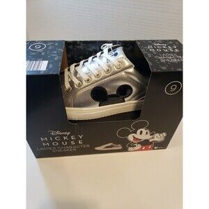 ALDI Disney Mickey Mouse Ladies Character Sneakers Shoes Womens 9 NIB Silver